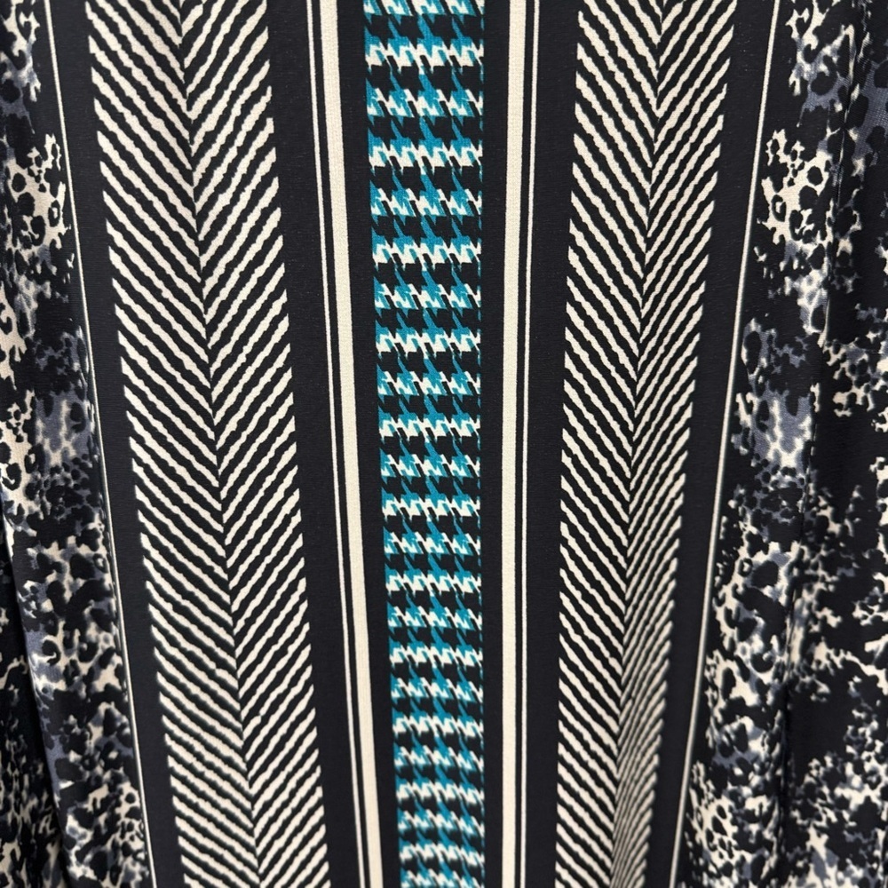 Sandra Darren Sheath Tribal 3/4 Sleeves Swuare Neck Dress Size 12 - Picture 2 of 9